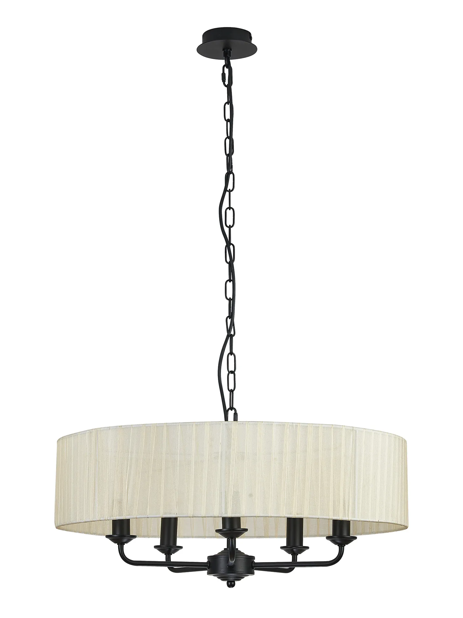 Banyan 60cm 3 Light Pendant Matt Black, Cream DK1026  Deco Banyan MB CR